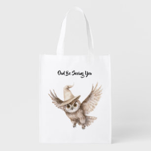 Halloween Hat Owl Be Seeing You Grocery Bag