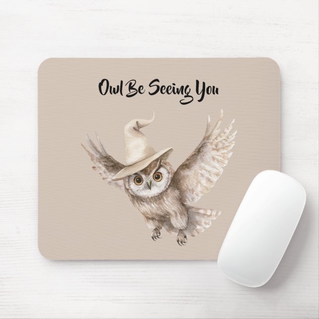 Halloween Hat Owl Be Seeing You Mouse Pad (With Mouse)