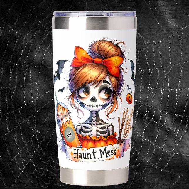 Halloween Haunt Mess Coffee Skeleton Spooky Custom Insulated Tumbler (Creator Uploaded)