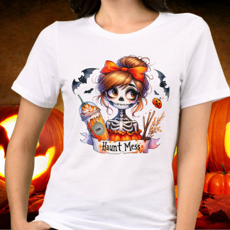 Halloween Haunt Mess Coffee Skeleton Spooky Custom Tri-Blend Shirt