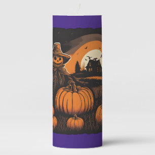 Halloween Haunt Scarecrow's Watch Pillar Candle