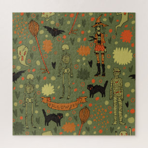 Halloween Haunt: Spooky Vintage Mix Jigsaw Puzzle