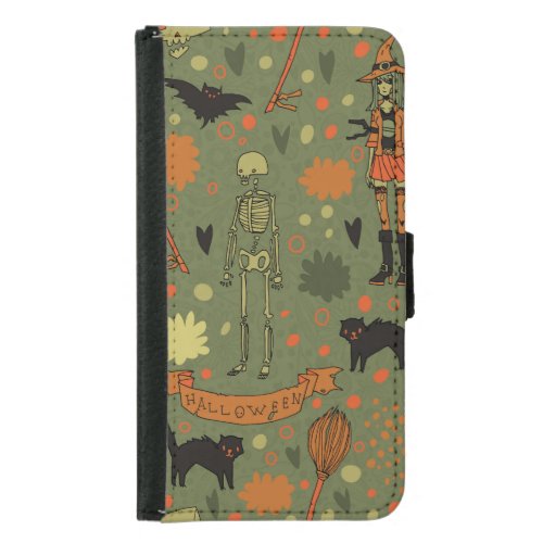 Halloween Haunt Spooky Vintage Mix Samsung Galaxy S5 Wallet Case