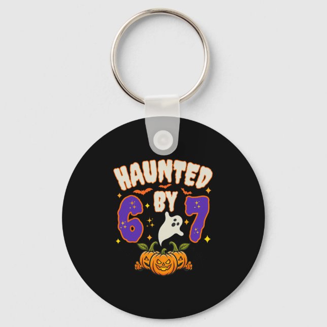 Halloween Haunted 67 Number 67 Six Seven Meme Funn Keychain (Front)