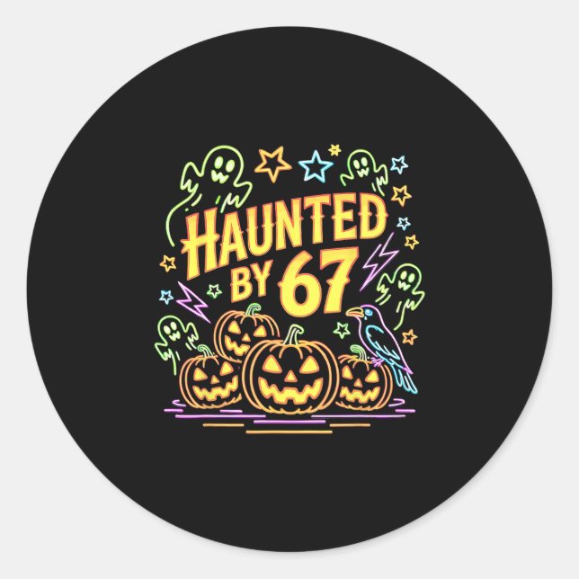 Halloween Haunted 67 Six Seven Meme 1 (6)  Classic Round Sticker (Front)