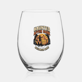 Halloween Haunted After Dark Stemless Wine Glass