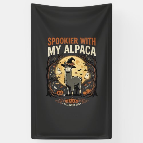 Halloween Haunted Alpaca Night Banner