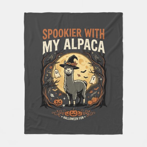 Halloween Haunted Alpaca Night Fleece Blanket