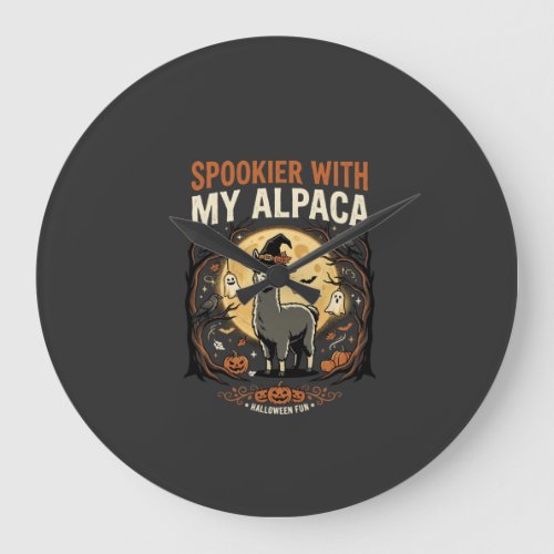 Halloween Haunted Alpaca Night Large Clock