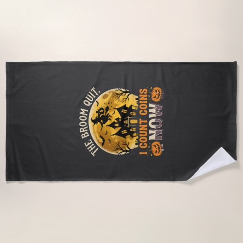 Halloween Haunted Banker Witch Beach Towel