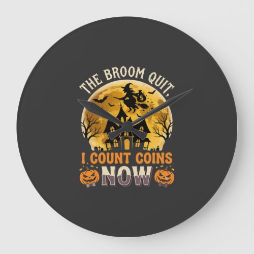 Halloween Haunted Banker Witch Large Clock