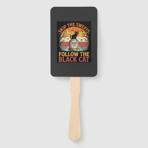 Halloween Haunted Black Cat Mischief Hand Fan