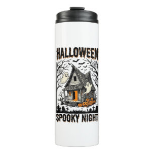 Halloween Haunted Cabin Scary Night Vintage Art Thermal Tumbler