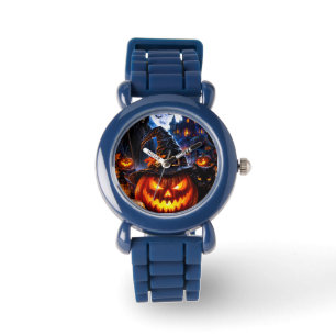 Halloween Haunted Castle Pumpkin & Black Cat Watch