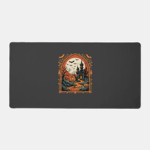 Halloween Haunted Castle Pumpkin Moon Vector Art Desk Mat