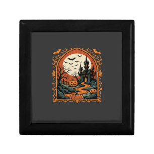 Halloween Haunted Castle Pumpkin Moon Vector Art Gift Box