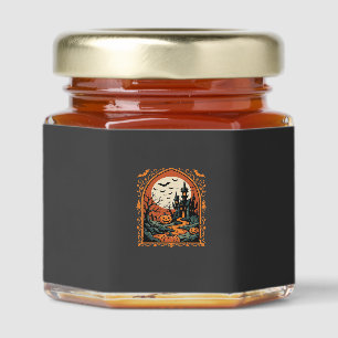 Halloween Haunted Castle Pumpkin Moon Vector Art Honey Jar Favors