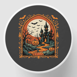 Halloween Haunted Castle Pumpkin Moon Vector Art Mini Candle Favors
