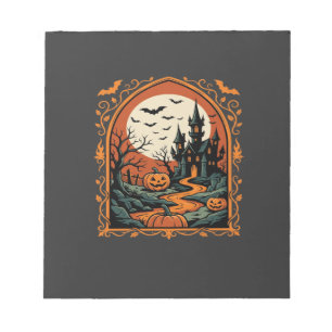 Halloween Haunted Castle Pumpkin Moon Vector Art Notepad