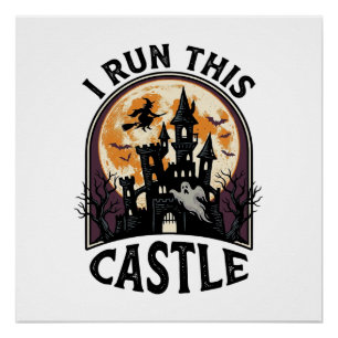 Halloween Haunted Castle Witch Moon Vintage Shirt_ Poster