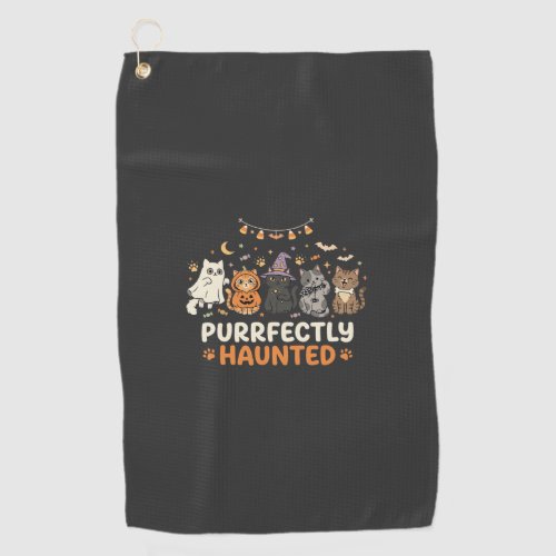 Halloween Haunted Cat Crew Golf Towel