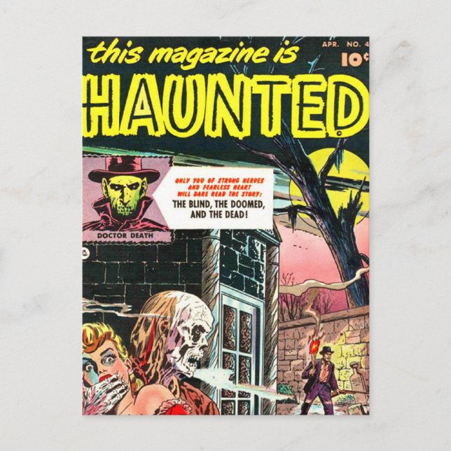 Halloween Haunted Comic Book Postcard (Front)