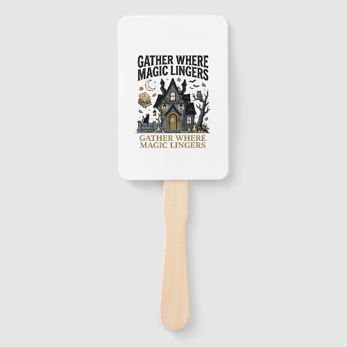 Halloween Haunted Cottage Gathering Hand Fan
