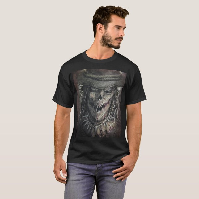 Halloween Haunted Creepy Spooky Scarecrow T-Shirt (Front Full)