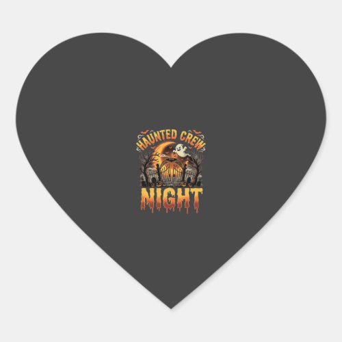 Halloween Haunted Crew Night Heart Sticker