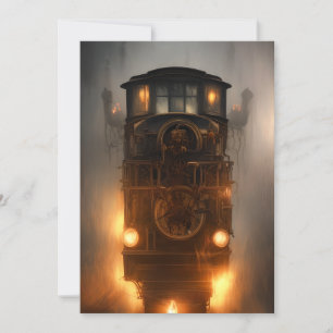 Halloween Haunted Ghost Train Holiday Card