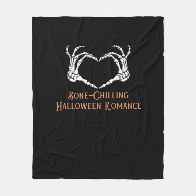Halloween Haunted Heart Skeletal Bone Chilling Cla Fleece Blanket (Front)