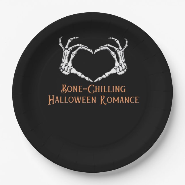 Halloween Haunted Heart Skeletal Bone Chilling Cla Paper Plates (Front)