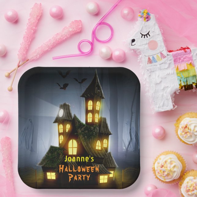 Halloween Haunted House And Ghost Paper Plates (Party)