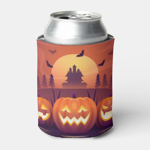 Halloween Haunted House and Jack_O_Lanterns Can Cooler