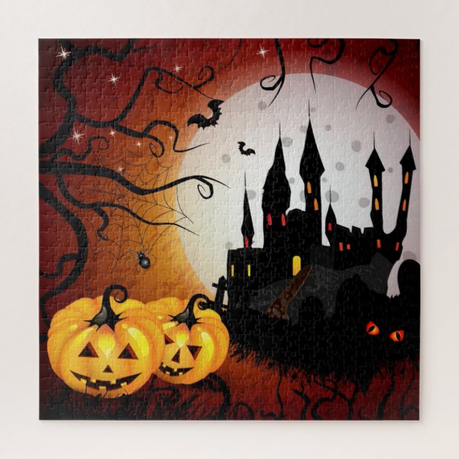 Halloween Haunted House and Jack-O-Lanterns Jigsaw Puzzle (Vertical)