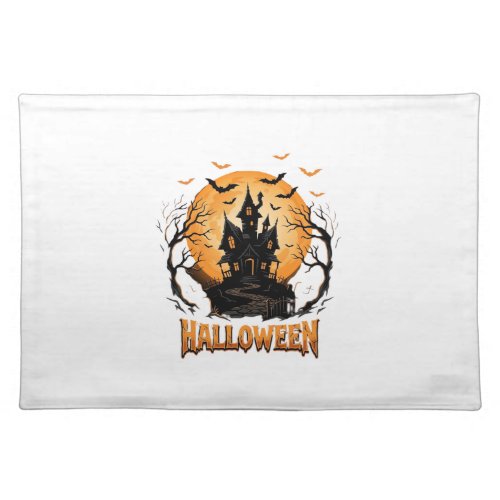 Halloween Haunted House Bat Moon Graphic Design Cloth Placemat
