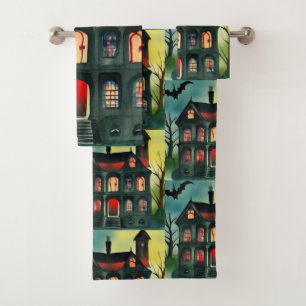 Halloween Haunted House Bath Towel Set