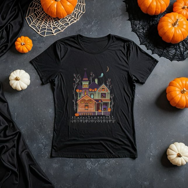 Halloween Haunted House Black T-Shirt (Creator Uploaded)