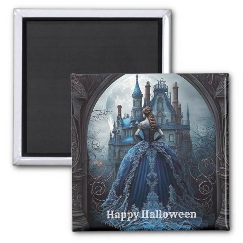 Halloween Haunted House Blue Night Scary Magnet