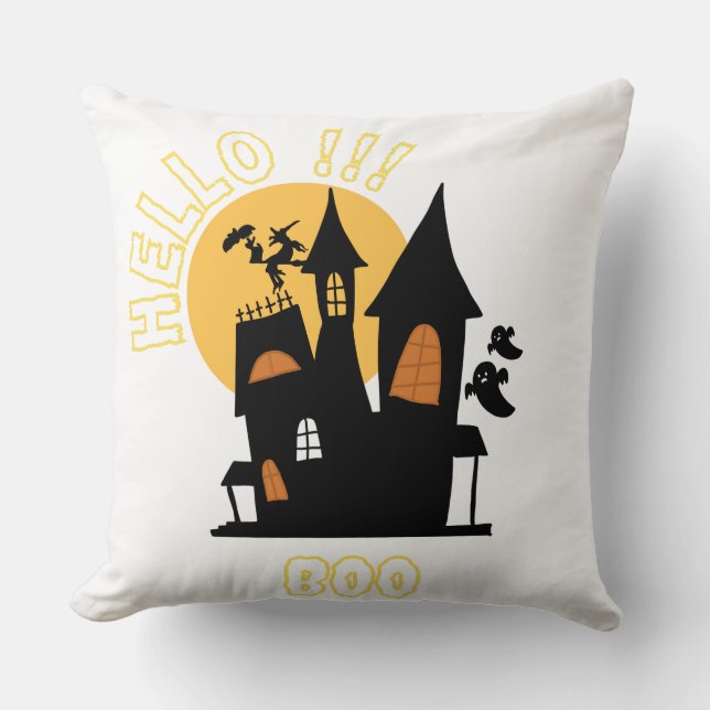 Halloween Haunted house boo t-shart Throw Pillow (Front)