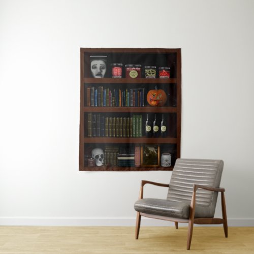 Halloween Haunted House Bookshelf  Tapestry