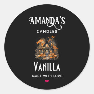Halloween Haunted House Candle Business Classic Round Sticker