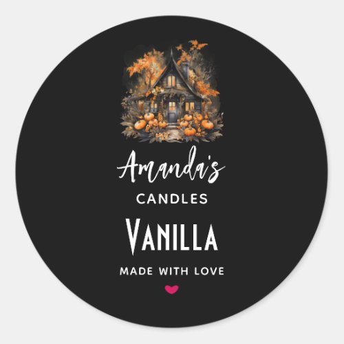 Halloween Haunted House Candle Business Classic Round Sticker