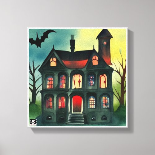 Halloween Haunted House Canvas Art