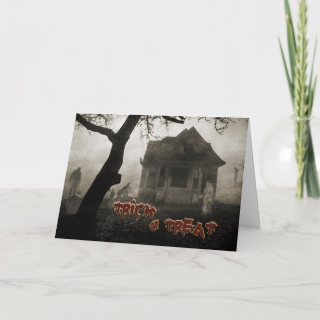 Halloween Haunted House Card (Front)