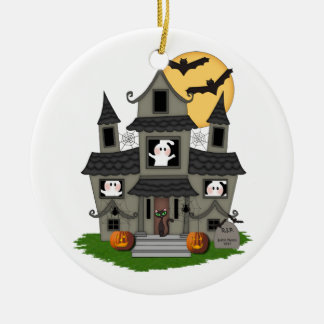 Halloween Haunted House Ceramic Ornament