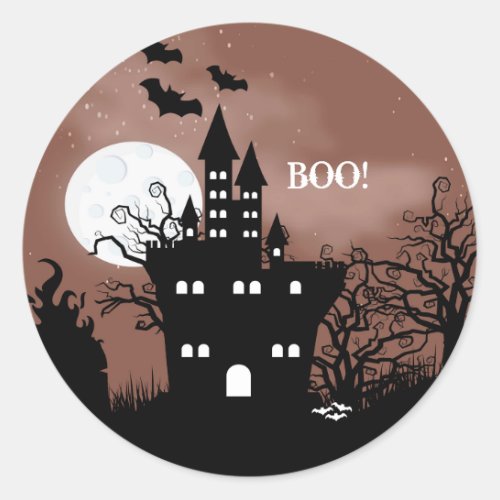 Halloween Haunted House Classic Round Sticker