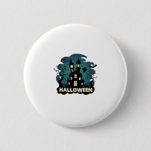 Halloween Haunted House Clock Tower Bats Ghost_1 Button