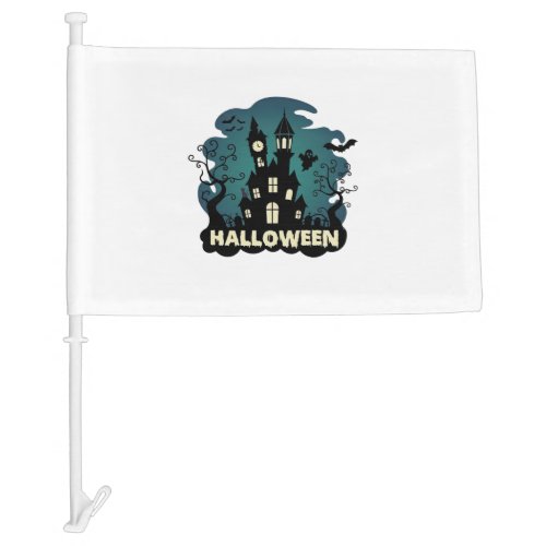 Halloween Haunted House Clock Tower Bats Ghost_1 Car Flag