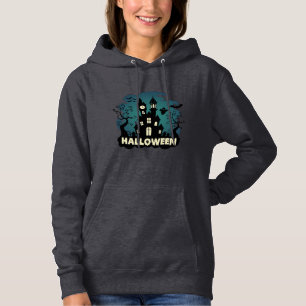 Halloween Haunted House Clock Tower Bats Ghost_1 Hoodie